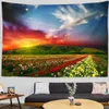 Tapestries European Building Garden Scenery Wall Hanging Sea Beach Landscape Tapestry Wall Cloth Beach Mat Flower Blanket Home Decoration