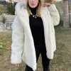 Women's Jackets Winter Warm Artificial Wool Fankhaki / Gray Long Sleeve Fur Coat Jacket Collar Lapel Outside And Loose