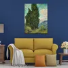 Fine Art Canvas Painting Two Cypresses Ii Handcrafted Vincent Van Gogh Reproduction Artwork Home Decor