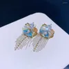 Dangle Boucles D'oreilles De Luxe Chaîne Gland Cristal Perlé Or Plaqué À La Main Original Designer Femmes Cadeau Bijoux