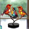Oggetti decorativi Figurine Uccelli macchiati sul ramo Ornamenti per desktop Serie di lega di uccelli multicolori a doppia faccia Decorazioni acriliche 230711