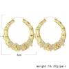 Hoop Earrings Simple Retro Butterfly Large For Women Zirconia Bamboo Fashionable Stud Party Jewelry