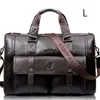 Teczki Prettyzys męskie skórzane czarne teczki torebka biznesowa Messenger torby męskie torba na ramię w stylu Vintage męska duża torba podróżna na laptopa