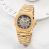 New Luxury Fashion Skeleton Design Orologio da uomo Orologio automatico Completo in acciaio inossidabile con zaffiro Orologio luminoso impermeabile Oro argento Oro rosa Multicolor