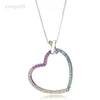 Hänge Halsband Freehand Rainbow Heart Lock Your Promise Dubbade Kedja Halsband 925 Sterling Silver Halsband För Europa Bead Charm DIY Smycken HKD230712