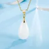 Pendant Necklaces Retro Cheongsam Water Drop Tenderness Like Water Suit Female Imitation White Jade Earrings Water Drop Pendant Necklace HKD230712