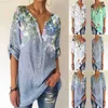 Chemisiers pour femmes Chemises Printemps Eté Vêtements Vintage Chemisier Imprimé Floral Femmes Rétro Lâche Col V Manches 3/4 Dames Chemises Casual Tops Mujer Blusas L230712