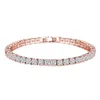 4mm 17-23cm Princesse Ronde Coupe Cubique Zircone Tennis Bracelet Hip Hop Cz Zircon Bracelet Zircon Pied Cheville 14k Plaqué Or Chaîne Cheville Bracelets Pour Femmes Hommes Bijoux