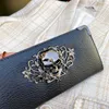럭셔리 디자인 여성 긴 지갑 지갑 지갑 레이디스 소녀 돈 포켓 카드 홀더 여성 지갑 전화 가방을위한 두개골 스타일 지갑 L230704