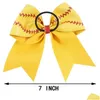 Accessoires De Cheveux 7 Arc De Cheer De Baseball En Cuir Pour Fille Enfant À La Main Glitter Softball Cheerleading Avec Titulaire De Queue De Cheval Accessoires34 Dhson