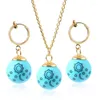 Chaînes Anime Les Sept Péchés Capitaux Pendentif Elizabeth Liones Bleu Soleil Étoiles Lune Collier Pour Femmes Oreille Clip Bijoux