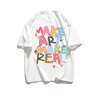 Camisetas masculinas americanas com decote redondo chique verão sal solto letras originais homens e mulheres casais Harajuku allmatch top meia manga y2k 230712