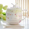 Mokken Keramische Koffiemok Met Deksel Lepel Chique Bone China Koffiekopjes Sets 450ml Keramiek Creatieve Eenvoudige Melkbekers Paar Geschenken R230712