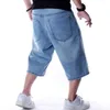 Jeans pour hommes été Baggy court pour homme bleu clair Denim Shorts mode Hip-Hop jambe large ample mâle pantalon grande taille 30-42-44-46