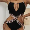 Badkläder för kvinnor Sexiga baddräkt i ett stycke utskuren Monokini-mönster Patchwork Slimming Body Push Up Dam Beachwear 2023