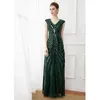 Fritidsklänningar sommar dam 1920-tal Vintage grön paljett Deco-inspirerad långklänning Roaring 20-tal Great Gatsby höstdukar Vestidos Plus Size