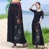 Ethnic Clothing 2023 Chinese Retro Satin Jacquard Skirt National Flower Embroidery Harajuku Oriental Elastic Waist A-line