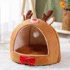 1pc noël wapiti forme conception maison pour animaux de compagnie lit chaud chat grotte pour chats d'intérieur petits chiens