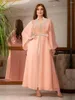 Roupas étnicas Muçulmanas Mulheres Árabes Dubai Abaya Vestido Longo Robe Femme Oriente Médio Kaftan Moda Diamante Chiffon Maxi Vestidos Com Cinto