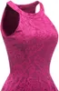 Partykleider Damen Neckholder Blumenspitze Cocktailkleid Hi-Lo Brautjungfer