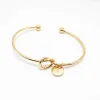 26 Letter Rose Gold Silver Gold Color Knot Heart Bracelet Bangle Girl Fashion Jewelry Zinc Alloy Round Pendant Chain Link Bracelets WL942