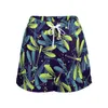 Short femme imprimé libellule vert et bleu surdimensionné Style de rue taille élastique mignon pantalon court femmes Design poches bas