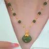 Pendant Necklaces Fashion vintage imitation Hotan Jade charm women's necklace exquisite luxury pendant necklace Girls boys accessories wholesale HKD230712