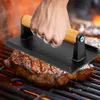 Meat Poultry Tools Kitchen Heavy Cast Flat Iron Steak WeightBacon Press with Wooden Handle HeavyWeight Grill Commercial Grade Burger 230712