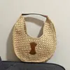 Sommerstil neuer Strohhalm gewebter Tasche Hobo -Umhängetaschen Designer Handtasche Handtasche Crochet Classic LeaHter Print Hohlkupplung Hohe Qualität Hochqualität