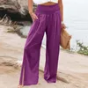 Women's Pants High Waist Wide Leg Palazzo Prints Summer For Women 2023 Smocked Elastic Loose Splitcasual Pajama Sweatpants