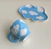 Kubki w stylu ręczny kubek ręcznie malowany błękitne niebo białe chmury kubek ceramiczny podwieczorek płyta środkowa śniadanie kubek do mleka R230712