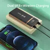 Bezprzewodowa ładowarka Qi Power Bank 20000mAh dla iPhone 13 12 Samsung S22 Xiaomi zewnętrzna bateria Powerbank wbudowany kabel Poverbank L230712