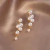 Dangle Oorbellen Vintage Trendy Gesimuleerde Parel Kwastje Drop Voor Vrouwen Mode Barokke Onregelmatige Geometrische Bowkont Goud Kleur Earing 2023