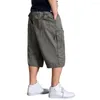 Męskie spodnie Bezpieczna kieszeń Spodenki sportowe Oddychająca długość do połowy łydki Lato Przycięte z elastyczną talią Wiele kieszeni dla sportu