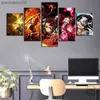 5 uds. Colección de personajes de animación Demon Slayer Kimetsu No Yaiba Anime Poster Vintage Room Decor Wall Art L230704