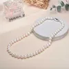 Pendant Necklaces New Real White Freshwater Cultured Pearl Necklaces for Women Girl Gift 925 Sterling Silver Women's Baroque Pearl Necklace HKD230712