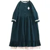 Urban Sexy Kleider Elegantes japanisches Gitter-Spitzenkleid Vintage O-Ausschnitt Langarm Mori Girl Vestidos Koreanisches Preppy Kawaii Loses Damenkleid 230711