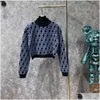 Tvådelad klänning Designer Fl Letter New Jacquard Stickad Plover Långärmad topp Halvkjol Mode Högkvalitativ kostym Blue And Drop De Dhfqo