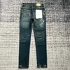 Lila Herren Jeans Trendmarke Designerhosen gerissen regulärer locker gewaschener alter langer Lochstapel J9UBD45H