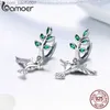 Charm BAMOER 100% Authentic 925 Sterling Silver Hummingbird Greeting Bird Stud Earrings Women's Fashion Earrings Jewelry SCE464 Z230713