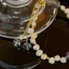 Strand Heavy Industry Baroque Pearl Green Crystal Bracelet Design Sense Alien Fashion Freshwater Bead Pulling With Jewelry