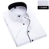 Men's Casual Shirts Summer Business Shirt Fashion Short-Sleeved Black Edge Twill Professional Formal Wear Slim Top Loose 5XL