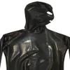 Body erotico Gay Men Sexy Fetish Latex Nightclub Catsuit Costumi in PVC Prigioniero Cosplay Body Suit Tuta in pelle nera220P