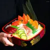 Conjuntos de louça Sashimi Prato de sushi Conveniente para casa Bandeja recipiente Japonês Pratos de jantar de cerâmica