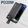 20000mah Power Bank z kablami zewnętrzny akumulator 22.5W PD20W szybkie ładowanie przenośny Powerbank dla iPhone 14 Xiaomi Samsung L230712