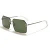 Óculos de sol high-end sem aro carta para homens 2023 marca designer gradiente óculos de sol anti-reflexo óculos de proteção uv