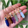 Pendentif Colliers Reiki Véritable Pierre Naturelle Collier Chakra Hexagonal Améthystes Rose Violet Cristal Femmes Bijoux Drop Delivery Pendan Dhm3G