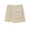Jupes femmes solide taille haute Wrap hanche basique fente latérale vêtements de travail a-ligne élégante Mini jupe mince all-match Chic à la mode Simple