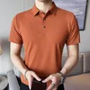 Polos masculinos de alta qualidade simples cor sólida polo verão manga curta fino lapela camiseta casual negócios social plus size 4XL