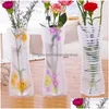 Vases Pvc Foldable Collapsible Water Bag Plastic Party Eco-Friendly Reusable Home Office Vase 27X12Cm 041 Drop Delivery Garde Dhgrm